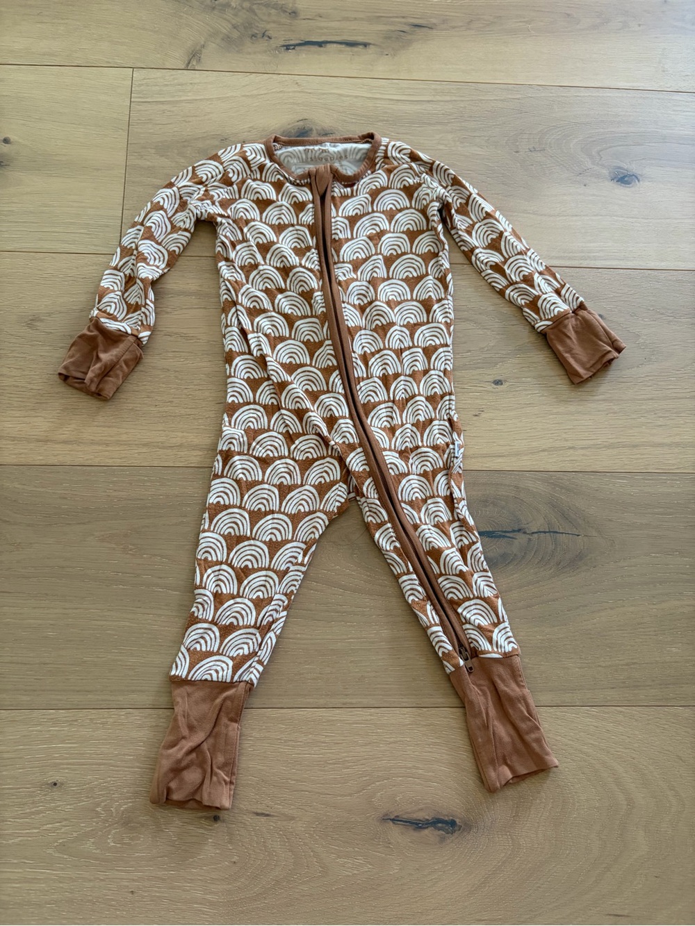 Little sleepies rust Rainbows zippy One-Piece Zipper Pajamas